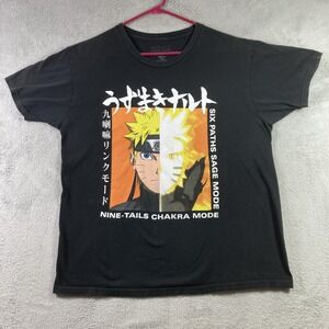 Naruto Shirt Adult Large Black Shippuden Anime Cartoon Graphic Tee 2022